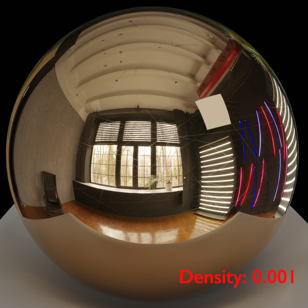 Result of the OSL scratched metal shader (0.001 density input).