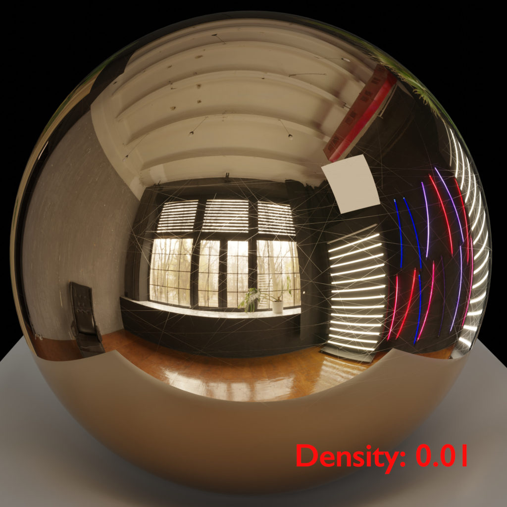 Result of the OSL scratched metal shader (0.01 density input).