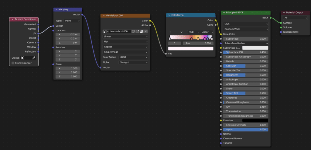Mandelbrot texture shader nodes