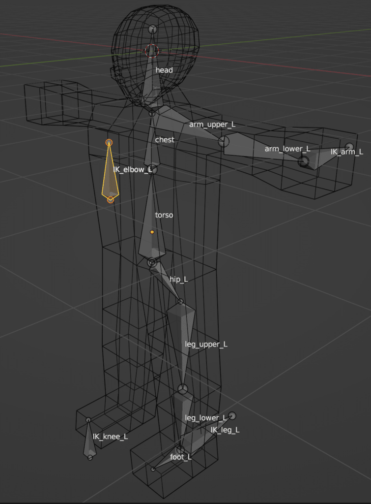 Bones rig in Blender with names