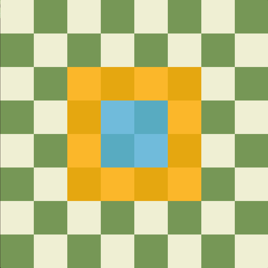 Chess board with center squares highlighted.