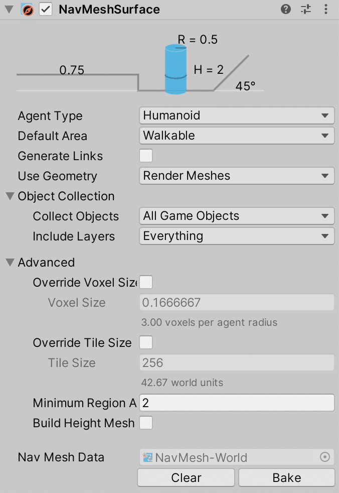NavMeshSurface Settings